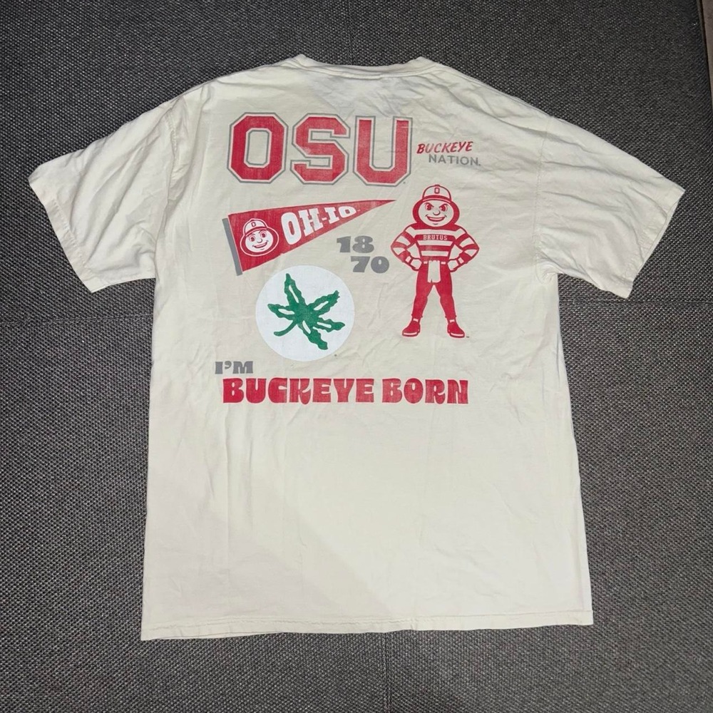 Ohio State Buckeyes OSU Cream Collegiate T Shirt Size Large RARE